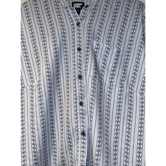 Lands End Womens 1x Blue Striped Oversized Smock Top Beach Resort Minimalist - Picture 7 of 8